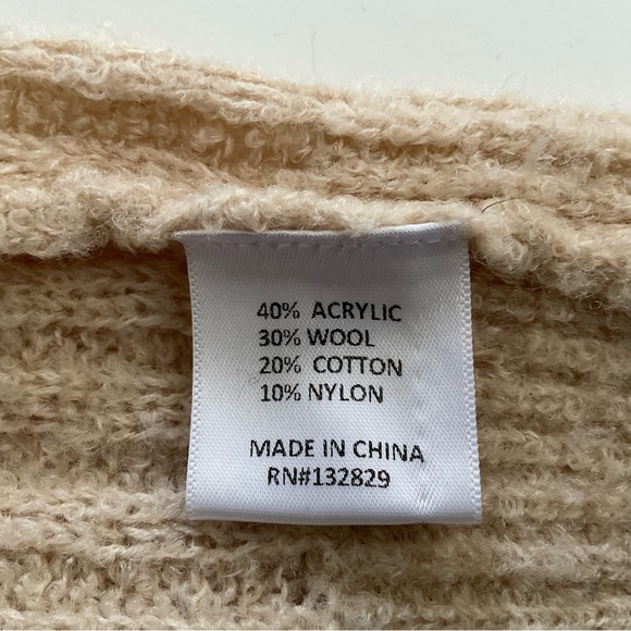 Lovers + Friends Caroline Cardigan Sz S Tan V-Neck Ribbed Grandmacore Slouchy - Picture 10 of 11